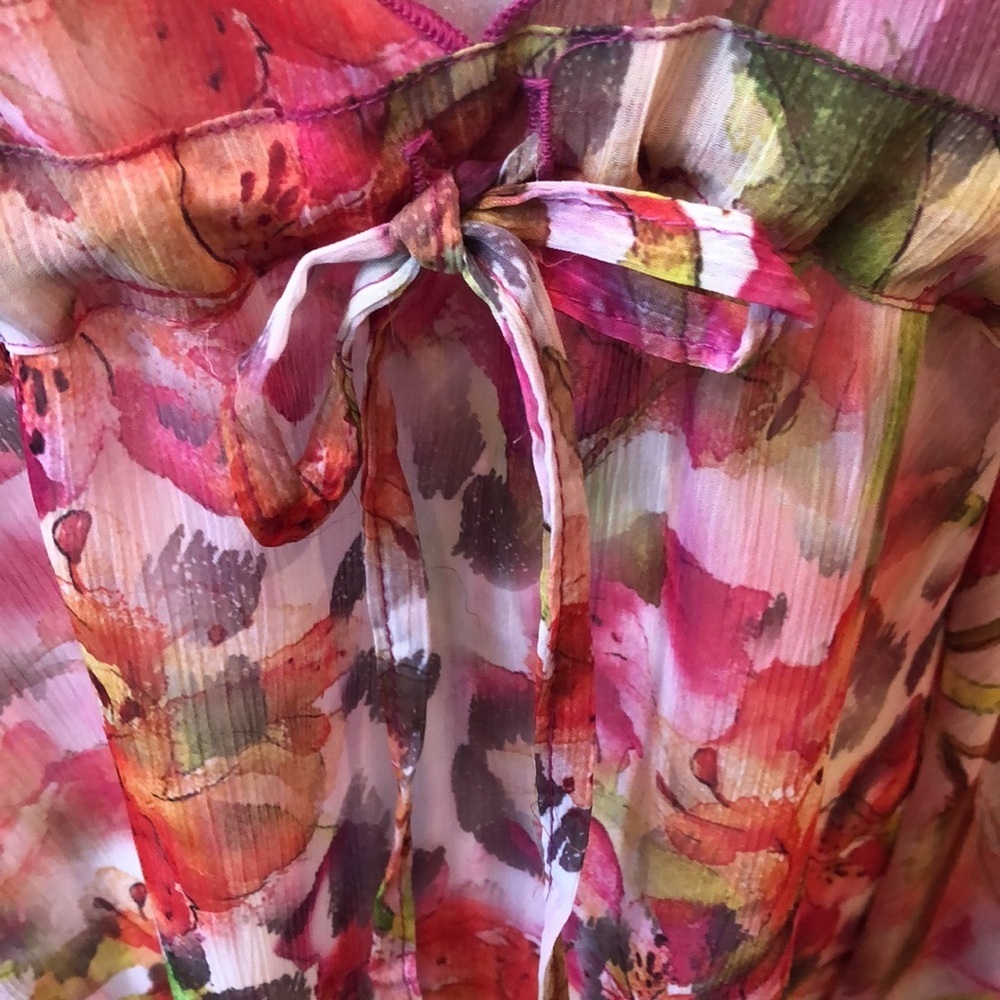 BECCA Flutter Sleeve Floral Semi Sheer Swim Cover up Women’s size XS/S New - Picture 6 of 17